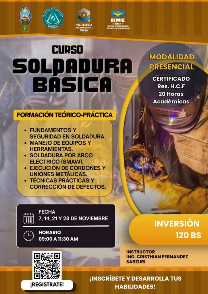 Afiche del Curso de Soldadura Básica IIME UMSA