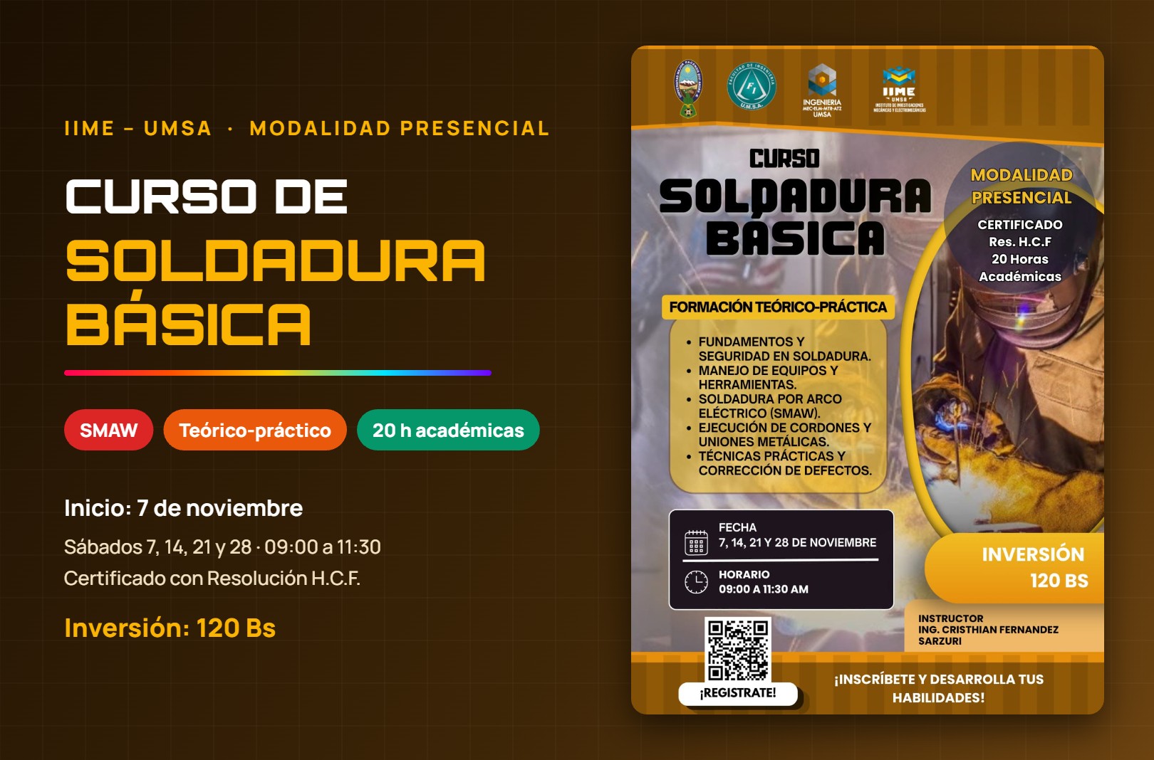 Curso de Soldadura Básica IIME UMSA – 7 de noviembre